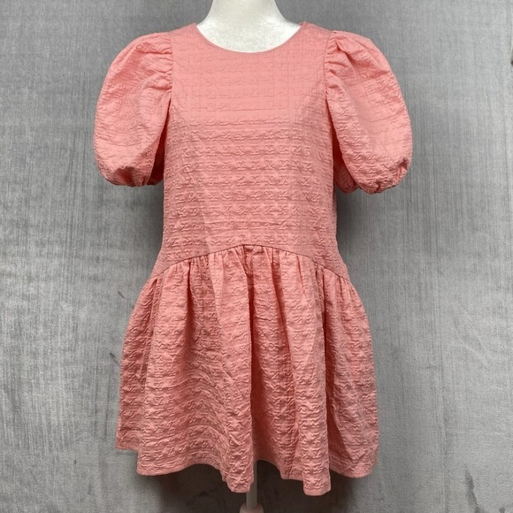 English Factory Womens Mini Dress S Petal Pink Puff Sleeves Pockets Cottage Soft